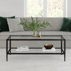 Hudson&Canal Hera 45"W Rectangular Coffee Table with Glass Shelf - Blackened Bronze-Features easy assembly