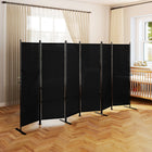 HOMCOM 6 Panel Freestanding Room Divider for Home Office - Black-Simply assembly required