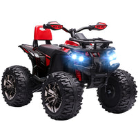 Aosom 12V Kids Ride-on Four Wheeler ATV - Red-Four wide textured tires provide stable and smooth-riding. 