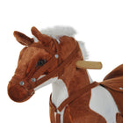 Qaba Kids Plush Rocking Horse with Wooden Rockers - Brown and White-Colour: Light Brown/White 