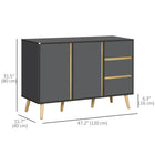 HOMCOM 47.2" L Sideboard Buffet Cabinet - Dark Grey-Solid particle board structure, with a protective melamine coating