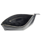 Ashlin Designer Emerson Natural Milled Cowhide Large Leather Pouch for 11" iPad/MacBook - Black-Comes with a YKK metal zipper enclosure with a leather puller