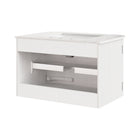 Modway Zia 30" Wall-Mount Bathroom Vanity with Marble Sink - Ivory-Solid Mango Wood Base with Fluted Pattern