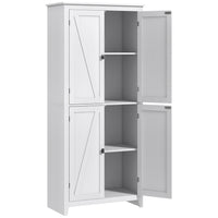 HOMCOM 72" H Freestanding Kitchen Pantry and Buffet Cabinet - White-Barn style doors bring farmhouse charm to your kitchen 