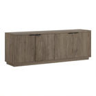 Hudson&Canal Mansfield TV Stand for TV's up to 78" - Antiqued Grey Oak-Features four doors with enclosed cabinets and 4 shelves for ample storage