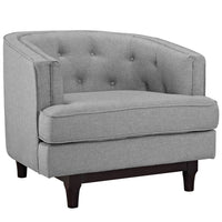 Modway Coast Upholstered Fabric Armchair - Light Grey-Rubberwood Walnut Stained Legs