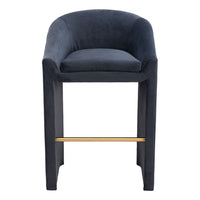 Zuo Emas Barstool - Midnight Grey-Soft and smooth velvet fabric