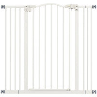 PawHut 29"-39" Pet Gate with Door Pressure Fit Dog Gate - White-Door automatically closes if left open between a 30° and 90° angle