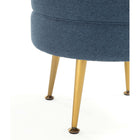 Manhattan Comfort Bailey 18.11" Mid-Century Modern Polyester Blend Upholstered Ottoman - Blue with Gold Legs - 2 Pack-Stylish Splayed Gold Stainless Steel Legs