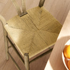 Modway Amish Wood Bar Stool - Weathered Gray Teak-Curved Half Moon Armrest