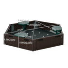 Outsunny Outdoor Kids Hexagon Sandbox with Cover - 47.2" - Brown-Equipped with 3 seats, allowing kids to have a place to sit 