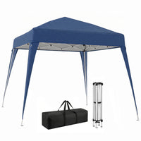 Outsunny 8 ft W x 8 ft L Pop Up Canopy Foldable Outdoor Canopy Tent with Carrying Bag - Blue-Suitable for organizing a small party, a picnic, beach outings, etc