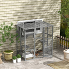 PawHut 70.5" H Outdoor Wooden Catio Cat House Enclosure - Grey-A door for easy access 