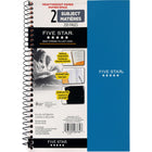 Five Star 2-Subject Premium Heavyweight Paper Notebook - 9-1/2" x 6" - Assorted Colours-Contains full size college ruled Neat Sheet® perforated pages, 20# white sheets with margin and black Spiral Lock® wire