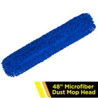 Gritt Commercial Microfiber Looped Dust Mop Pad Head - 48" x 5" - Blue-Easily launderable for increased longevity