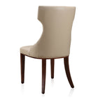 Manhattan Comfort Reine 19.7" Traditional Faux Leather Upholstered Dining Chairs - Cream and Walnut - Set of 2-Delivered to you Fully Assembled! No Assembly Required