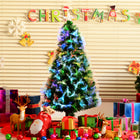 HOMCOM 4' Pre-Lit Artificial Christmas Tree with Top Star and Optic Fiber - Green-Includes a star topper attached to the tree adding a festival glow to your home 