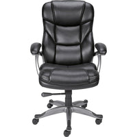 Staples Osgood Bonded Leather High-Back Manager's Chair - Black-Thick padded seat and arms are upholstered in durable bonded leather for supreme comfort