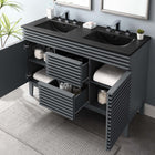 Modway Render 48" Double Sink Bathroom Vanity - Grey/Black-MDF and Particleboard