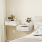 HOMCOM Floating Nightstands with Drawer - White - Set of 2-Wall-mounted design frees floor space for a lighter, tidier look