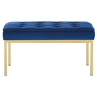 Modway Loft Gold Stainless Steel Leg Medium Performance Velvet Bench - Gold/Navy-Dense Foam Padded Cushion