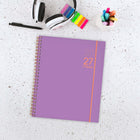 Mead 2027 Large Weekly/ Monthly Planner - 11-¼" H x 9" W - Colour Pop Grape - Bilingual-One month per 2 page spread has open daily blocks, a notes section and past/future month reference calendars
