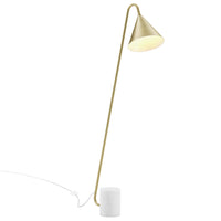 Modway Ayla Marble Base Floor Lamp - Satin Brass-Metal Shade & Post