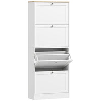 HOMCOM Shoe Cabinet with 4 Flip Drawers & Adjustable Shelves - White-Four flip drawers store 18-24 pairs of shoes with max size CA 11