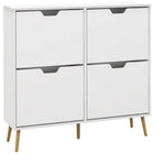 HOMCOM Shoe Cabinet with 4 Flip Drawers - White-Holds up to 8-16 pairs of shoes