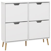 HOMCOM Shoe Cabinet with 4 Flip Drawers - White-Holds up to 8-16 pairs of shoes