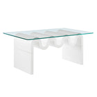 Modway Ondine Glass Top Coffee Table - White-Unique Wave-like Shape