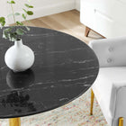 Modway Verne 40" Artificial Marble Dining Table - Gold Black-Polished Gold Metal Pedestal Base