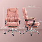 Vinsetto Massage Reclining Office Chair with Adjustable Height and Footrest - Pink-Curved backrest and thick padding provide extra support 