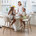 Homy Casa 26'' Counter Height Bar Stools with Beige Upholstered Fabric Seat- 2 Pack-Sturdy Construction: Crafted with solid oak wood legs, ensuring durability and stability.