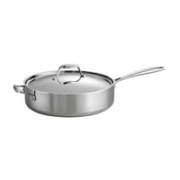 Tramontina 6 Qt Covered Deep Saute Pan Stainless Steel Tri-Ply Clad-Premium Tri-Ply clad construction (18/10 stainless steel, aluminum core, magnetic stainless steel)