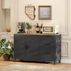 HOMCOM Modern 47.2" L Sideboard Buffet Cabinet with Soft-Close Doors - Black-Two-tier cabinet offers roomy, concealed storage for pots and pans