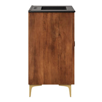 Modway Vernon 30" Fluted Wood Vanity Cabinet With Sink - Walnut/Black-30" Freestanding Bathroom Vanity