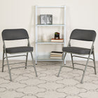 Flash Furniture HERCULES Series Premium Curved Triple Braced & Double Hinged Grey Fabric Metal Folding Chairs - 4 Pack-Grey Powder Coated Frame Finish