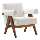 Modway Lyra Boucle Fabric Armchair - Ivory - Set of 2-Boucle Fabric Upholstery