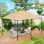 Outsunny 10' L x 13' W Gazebo Canopy Replacement with Vents and Drain Holes, (Top Cover) - Khaki-PA coating polyester, UV30+ protection