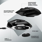 Logitech G502 X LIGHTSPEED Wireless Gaming Mouse - Black-Redesigned DPI-shift button: This cordless optical gaming mouse features a reversible and removable DPI-shift button for precise customization depending on your grip and preference