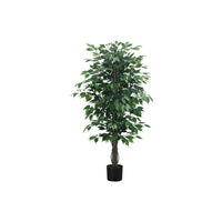 Monarch Specialties 58" Artificial Indoor Ficus Tree - Floor - Black Pot-Add a touch of greenery to your space with this 58" Tall Artificial Ficus Tree in a sleek black pot