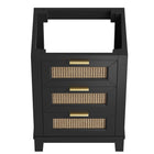 Modway Dixie 24" Solid Wood Bathroom Vanity Cabinet - Black-Open Weave Rattan Detail