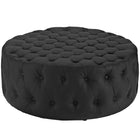 Modway Amour Upholstered Vinyl Ottoman - Black-Luxurious Round Ottoman