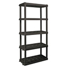 Oskar Large 5-Tier Interlocking Heavy Duty Shelving Unit - 18" x 36" x 74" - Black-750 lb (340 kg) total capacity, 150 lbs per shelf