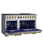 Kucht 60" KXP Series Dual Fuel Range Propane Gas - Stainless Steel/Gold-Full Stainless Steel range with professional handle will help you create the ultimate cooking experience