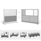 Luxor Modular Wall - 53" W x 48" H - Wide Grey Frame, Frosted Acrylic, Cool Grey PET-Connects with all Luxor Room Divider Walls