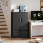 HOMCOM Metal Storage Cabinet with Locks - Black-Drawer includes adjustable hanging bars, fitting A4, letter, legal and F4 size files