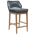 Modway Wellspring Outdoor Patio Teak Wood Bar Stool - Blue Graphite-Outdoor Patio Bar Stool