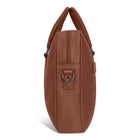 Champs Onyx Leather Slim Briefcase - Brown-Trolley Strap